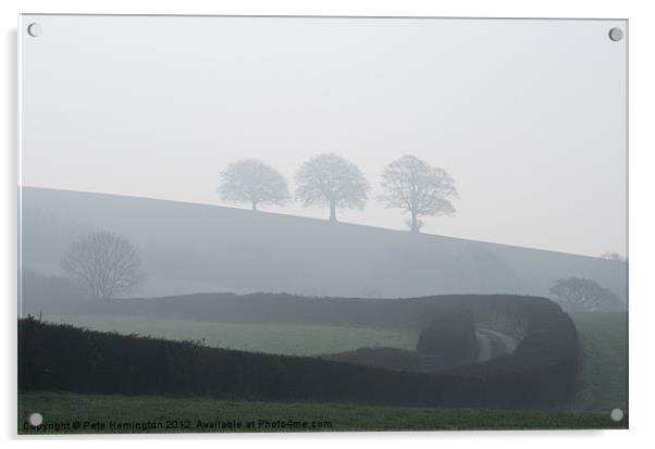 Three trees in the mist Acrylic by Pete Hemington