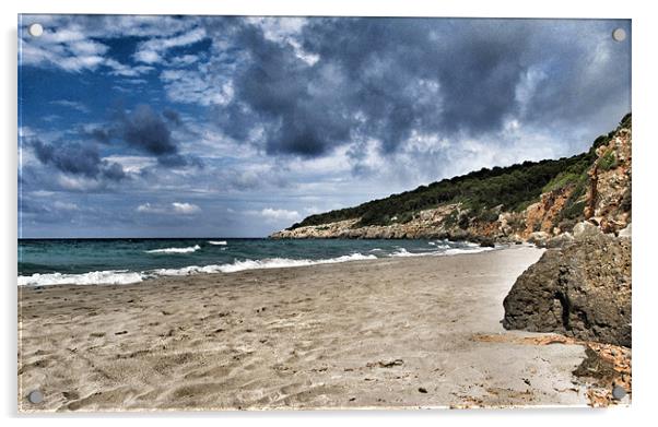 Sandy beach, Menorca Acrylic by suzie Attaway