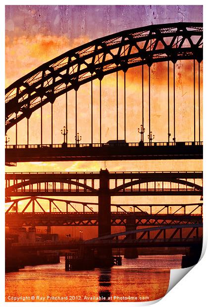 The Tyne Bridges Print by Ray Pritchard