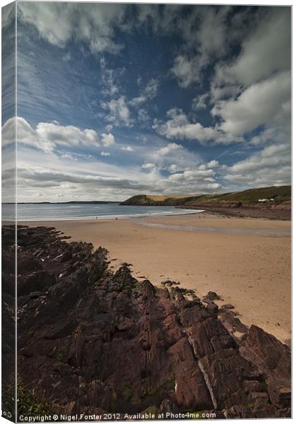Manorbier Beach Canvas Print by Creative Photography Wales