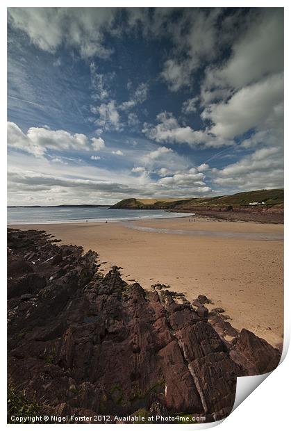 Manorbier Beach Print by Creative Photography Wales