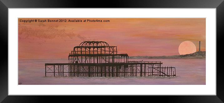 West Pier Sundown Framed Mounted Print by Sarah Bonnot