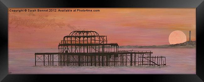West Pier Sundown Framed Print by Sarah Bonnot
