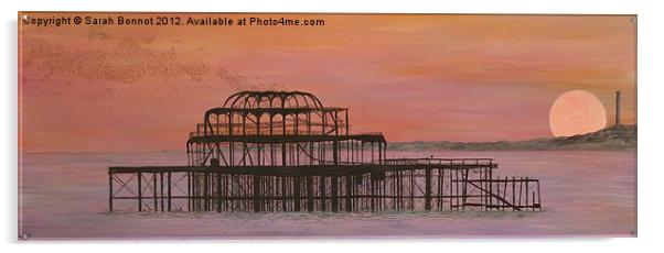 West Pier Sundown Acrylic by Sarah Bonnot