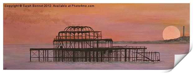West Pier Sundown Print by Sarah Bonnot