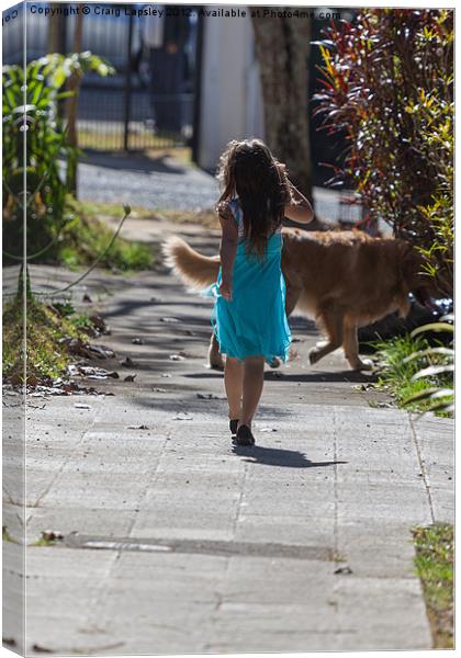 young girl walking her dog Canvas Print by Craig Lapsley