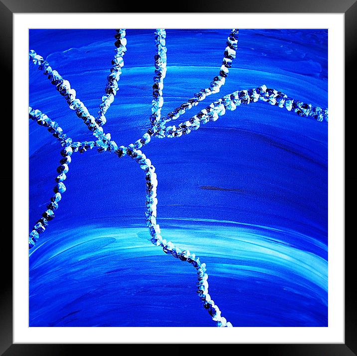 Blue abstract painted tree Framed Mounted Print by Charlotte Anderson