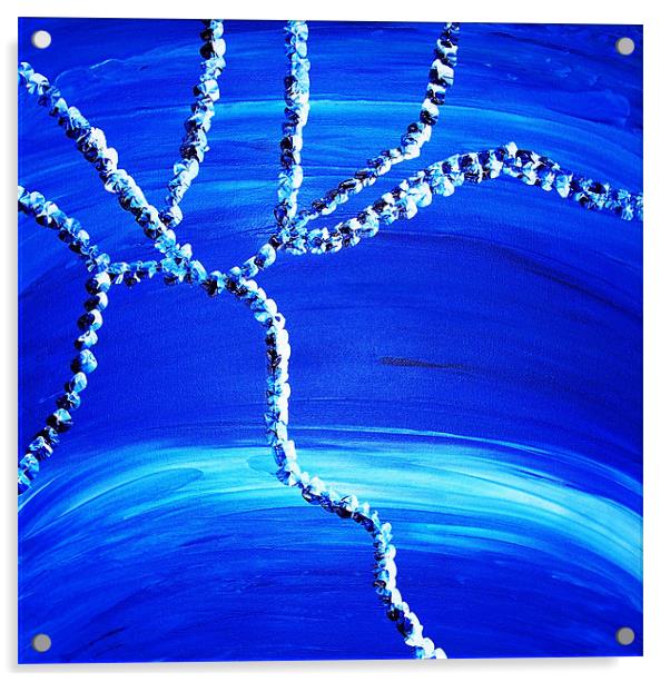 Blue abstract painted tree Acrylic by Charlotte Anderson