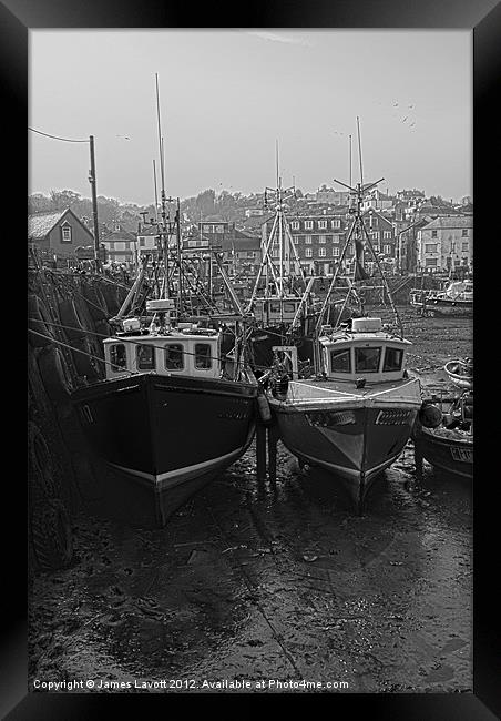 Trawlers At Rest Framed Print by James Lavott