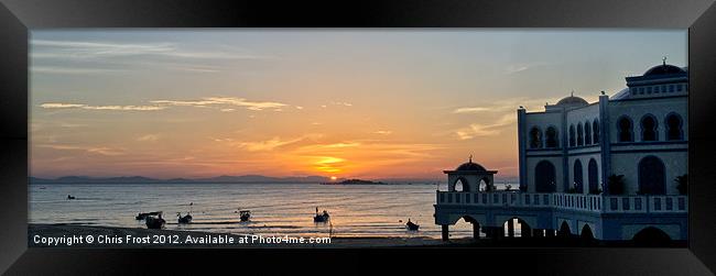 Floating Mosque Sunrise Framed Print by Chris Frost