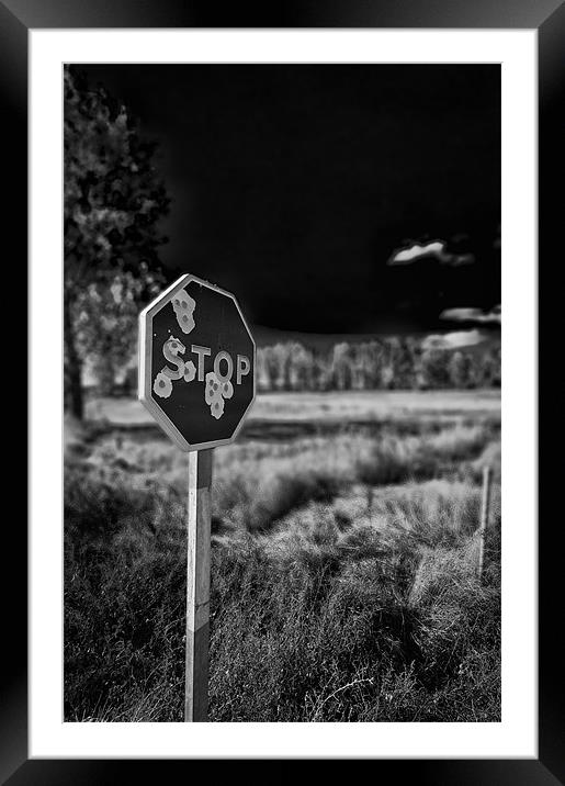 Shot up Stop Sign Framed Mounted Print by Sean Needham