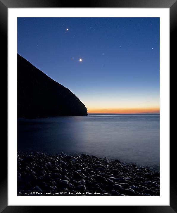 Moon and stars at Heddons Mouth Framed Mounted Print by Pete Hemington