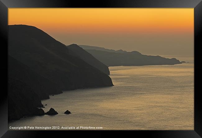Sunset on the North Devon coast Framed Print by Pete Hemington