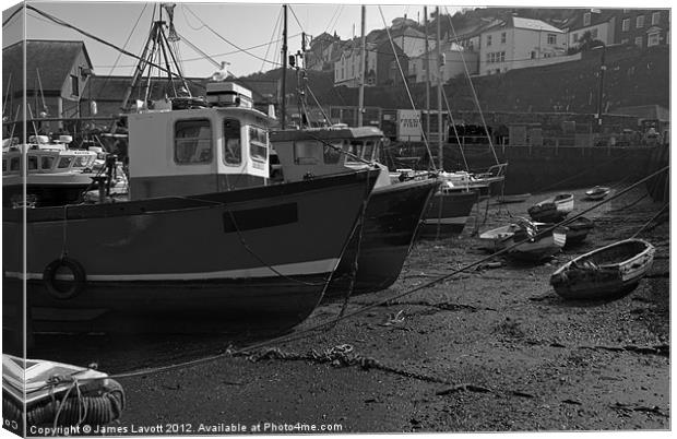 Mevagissey Boats On The Sand Canvas Print by James Lavott