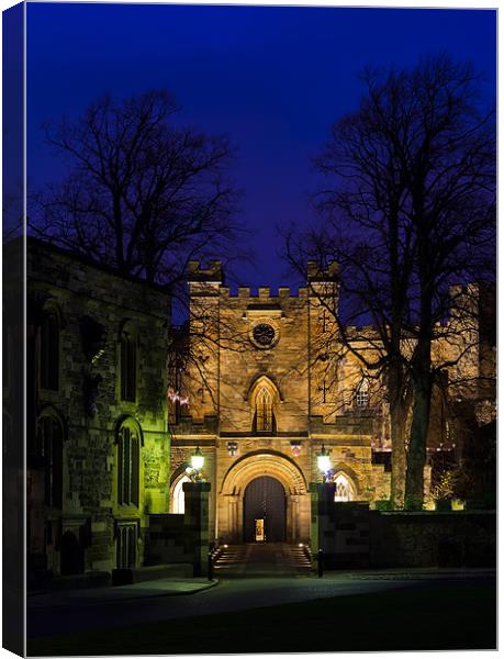 Durham castle Gate at night. Canvas Print by Kevin Tate