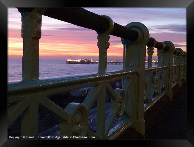 Brighton Seafront Sunset Framed Print by Sarah Bonnot