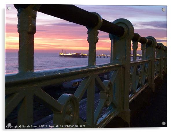 Brighton Seafront Sunset Acrylic by Sarah Bonnot