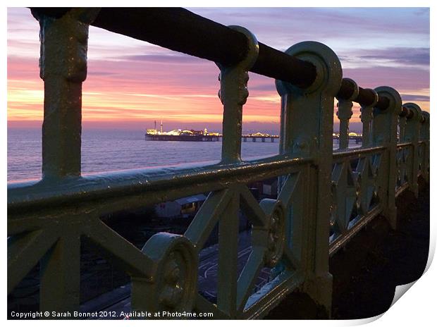 Brighton Seafront Sunset Print by Sarah Bonnot