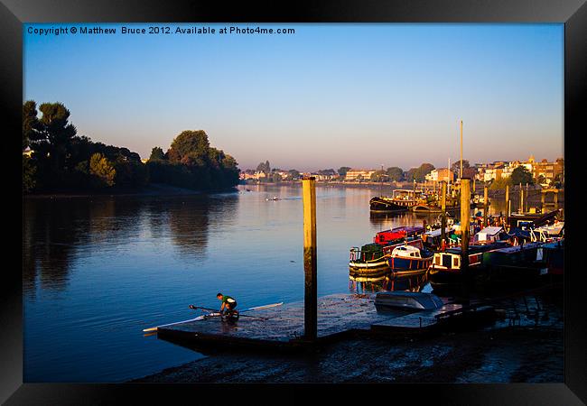 Dawn sculler on the Thames Framed Print by Matthew Bruce