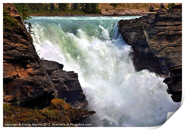 Athabasca Falls , Jasper National Park Print by Elaine Manley