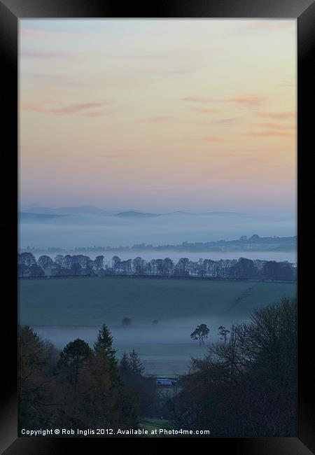 Misty Morning over Mabie Framed Print by Rob Inglis