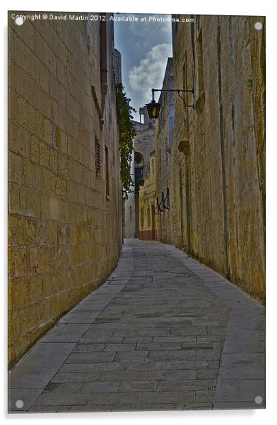 An Alley in Malta Acrylic by David Martin