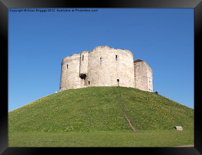 Cliffords Tower York with blue sky Framed Print by Allan Briggs