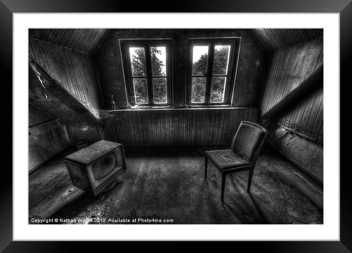 Old black and white TV Framed Mounted Print by Nathan Wright