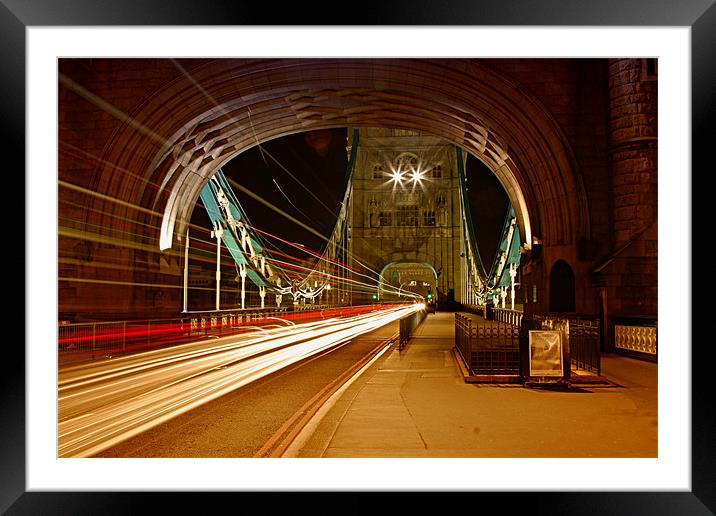 Tower Bridge Light Trails Framed Mounted Print by peter tachauer