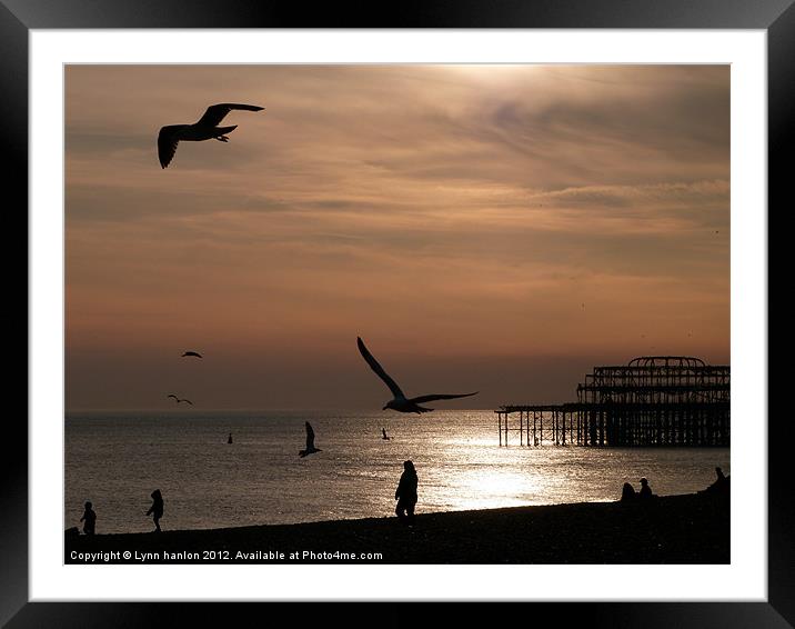 Sunset Brighton Beach March 2012 Framed Mounted Print by Lynn hanlon