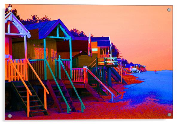 Funky Beach Huts! Acrylic by Sandi-Cockayne ADPS