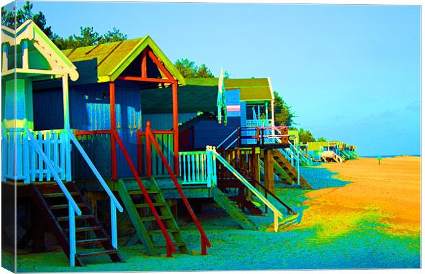 Funky Beach Huts! Canvas Print by Sandi-Cockayne ADPS