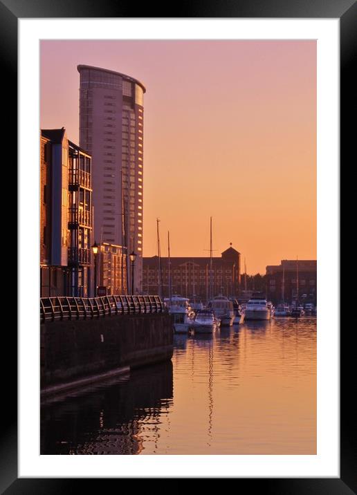 Dusk at the Marina. Framed Mounted Print by Becky Dix