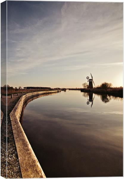 Perfect Reflections at Turf Fen Mill Canvas Print by Paul Macro