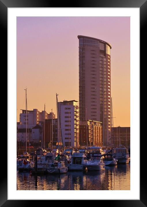 Sundown at the Marina. Framed Mounted Print by Becky Dix