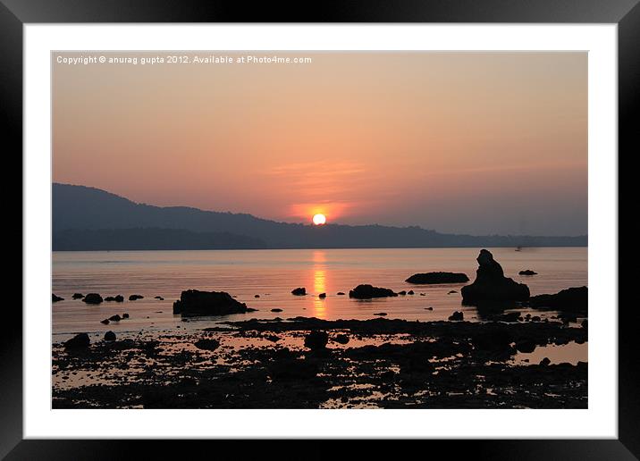 ocean sunset Framed Mounted Print by anurag gupta