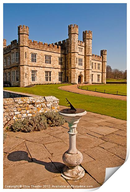 Leeds Castle and the Sun Dial Print by Chris Thaxter