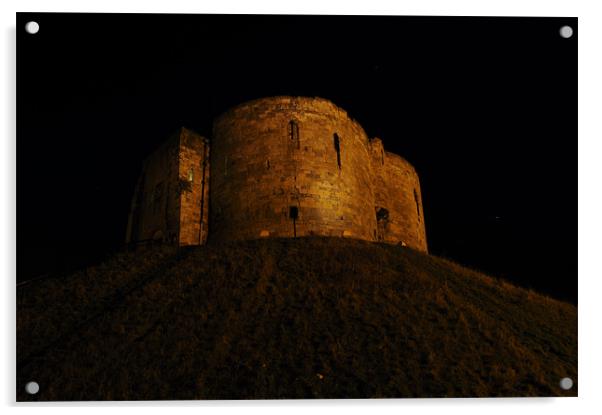 Cliffords Tower at Night,York. Acrylic by james green