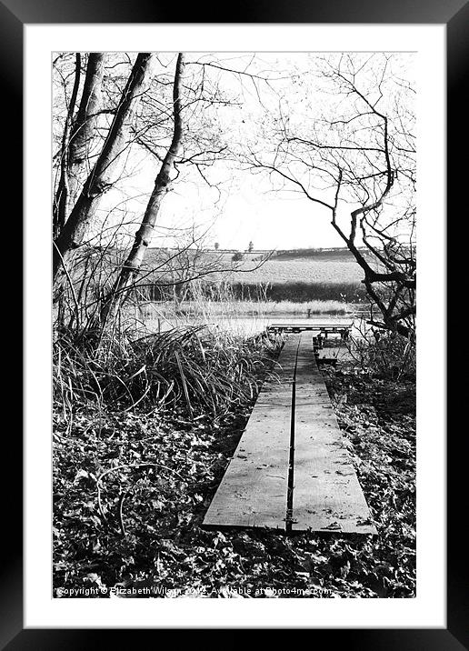 Throxenby Mere Jetty Framed Mounted Print by Elizabeth Wilson-Stephen