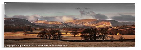 Brecon Beacons Winter Panorama Acrylic by Creative Photography Wales
