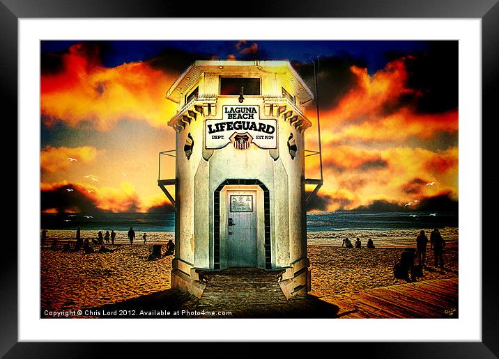 Laguna Beach Lifeguard HQ Framed Mounted Print by Chris Lord
