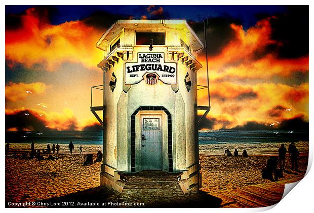 Laguna Beach Lifeguard HQ Print by Chris Lord
