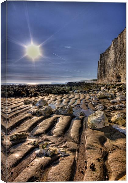 Low tide at Birling Gap Canvas Print by mark leader