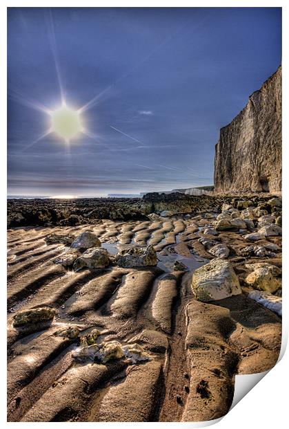 Low tide at Birling Gap Print by mark leader