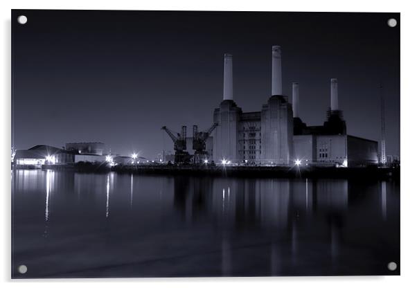battersea Power Station black and white Acrylic by Dean Messenger