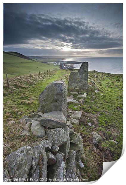 Llanrhystud Coast Print by Creative Photography Wales