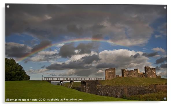 Caerphilly Castle Rainbow Acrylic by Creative Photography Wales