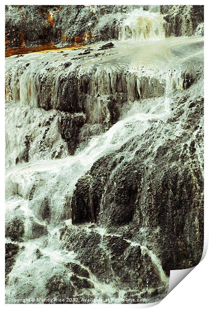 Sulphur waterfall Rotorua NZ Print by Mandy Rice