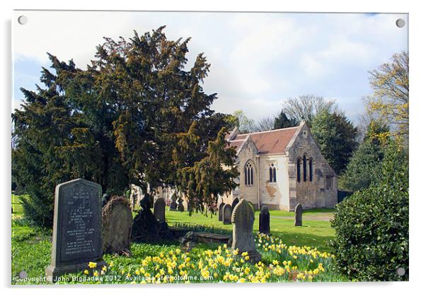 Churchyard in Spring Acrylic by John Biggadike