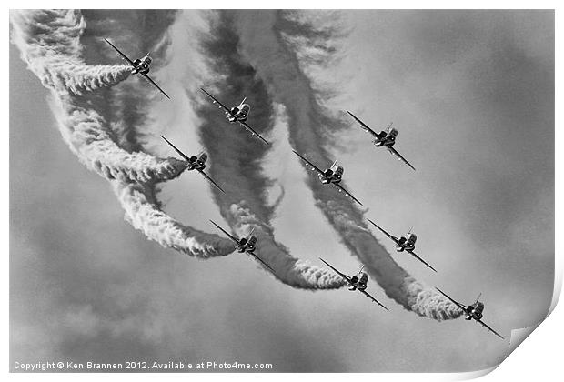 Red Arrows Black and White Print by Oxon Images